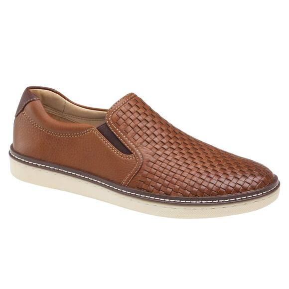 Johnston & Murphy Mens McGuffey Woven Slip-On Loafers US 14 M Tan Leather GUC - Picture 1 of 14